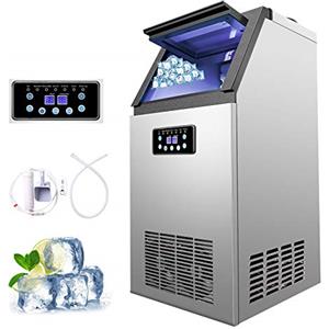 ZELUS Z ZELUS Macchinetta Cubetti Ghiaccio Commerciale Fabbricatore Ghiaccio con Schermo LCD Macchina Ghiaccio per Casa, Ufficio, Ristorante, Bar, Caffetteria (59kg/ 24h)