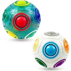 EACHHAHA Magic Rainbow Ball Pallone Arcobaleno Set di 2 Puzzle 3D Riempitivo per Calza di Natale, Giochi di Intrattenimento per Bambini e Giocattoli di Decompressione per Adulti (Bianco + Blu)