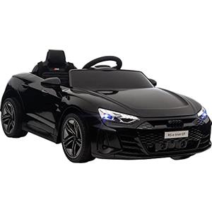 HOMCOM AUDI RS Macchina Elettrica per Bambini 3-5 Anni 12V Doppio Motori, Auto Elettrica per Bambini 3-5km/h con Cintura di Sicurezza, Telecomando, Sospensioni, Musica, Luci LED e Clacson, Nero