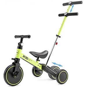 XJD 4 in 1 Triciclo per Bambini Con Putter Staccabile Bicicletta Equilibrio Adatto per età 1-3Anni (Verde)