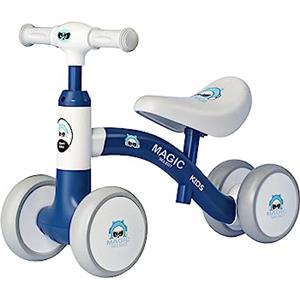 MAGIC SELECT Bicicletta senza Pedali per Bambini da 1 Anno. Mini Triciclo per Bambini. Cavalcabile Leggero per Bambini, con 4 Ruote e Sella Regolabile. Giocattolo per Bambini. Regalo per Ragazzi e Ragazze.