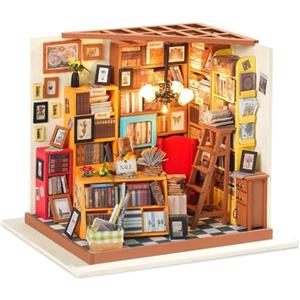 ROWOOD Miniatura Casa delle Bambole Libreria | Mini casa in legno fai da te Set per adulti donna ragazza | Regali per festa della mamma e compleanno