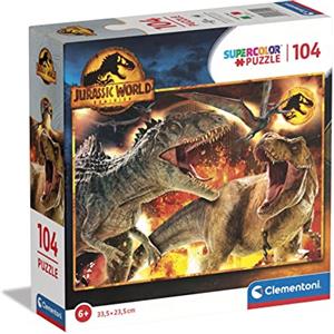 Clementoni Supercolor Jurassic World Dominion-104 Pezzi-Puzzle Bambini 6 Anni, Made In Italy, Multicolore, 80512, Esclusivo Amazon