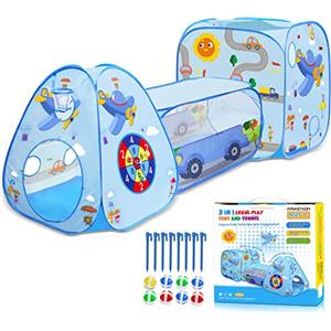 MAIKEHIGH Tenda con Tunnel, 3 in 1 Pop-Up Tunnel Gioco per Bambini per i Più Piscina Palline da Gioco all'Aperto al Coperto con Casetta Giocattolo Regalo per Neonate Ragazzi