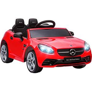 AIYAPLAY Macchina Elettrica per Bambini 3-6 Anni 12V Licenza Mercedes SLC 300, 3-5km/h Auto Elettrica per Bambini con 2 Motori, Sospensioni, Telecomando, Musica, Clacson e Fari, in PP e Metallo, Rosso