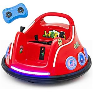 COSTWAY 12V Autoscontro Elettrico per Bambini, Macchina Elettrica per Bambini con Design Girevole a 360° Telecomando Luci Musica, Macchina Cavalcabile per Bambini 37-96 Mesi (Rosso)