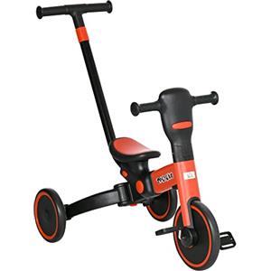 HOMCOM Triciclo per Bambini 18-48Mesi senza Pedali con Manubrio Regolabile e Ruote Chiuse, 101x45x86.5 cm, Rosso