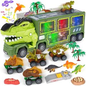 Aoskie Dinosauro Giocattolo Regalo Bimbo 2 3 4 5 6 Anni Maschio, Dinosauro con Ruggito Suono e Luci, Macchinine per Bambini Compleanno, Festa, Ringraziamento, Natale