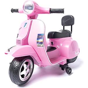 ATAA Vespa Classica PX150 Mini Oficial - Rosa - Vespa Mini per Bambini e Bambine a Batteria 6V 4.5ah /Motore 45W /Rotelle ausiliari/Sedile Plastico con Schienale