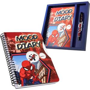 Marvel Diario Agenda con Penna e Adesivi per Bambini - Mood Journal Originali Regalo (Rosso Spiderman)