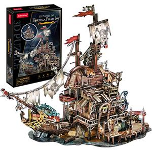 CubicFun Puzzle 3D per Adulti Bambini Tortuga Pirate Bay, Fantastico Naufragio dei Pirati Decorazioni di Halloween Kit Modello per Interni Regali di Compleanno