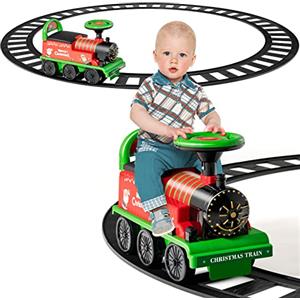 COSTWAY Trenino Elettrico per Bambini, Treno Giocattolo con 16 Pezzi di Binari, con Luci e Suoni, Scatola di Stoccaggio, Regalo per Bambini Anni 3+ (Verde)