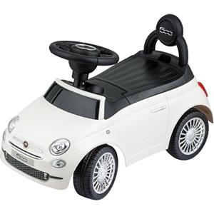 Baroni Toys Macchinina Fiat 500 Cavalcabile Bambini dai 12 ai 36 Mesi, Volante con Clacson e Suoni, Vano Portaoggetti e Schienale, Auto Bambino Bambina per Imparare a Camminare, Bianco, 28x60x23 cm