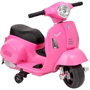 Baroni Toys Vespa Elettrica per Bambini Licenza Ufficiale, Moto Ride-On con Rotelle, Manubrio Sterzante, Fari e Clacson, Motore 6V, Velocità 3 km/h, da Interno ed Esterno, 61x31x32,5 cm, Rosa