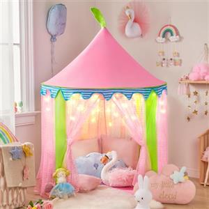 Tiny Land Tenda Gioco per Bambini con Luci Fatate & Borsa Tote, Castello da Principessa per Bambina, Casetta per Bambini da Interno, Tenda per Bambini,Giocattoli e Regali per Bambine