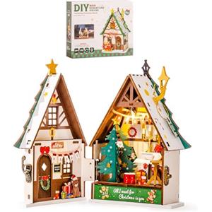 ROWOOD Fai Da Te Della Casa Delle Bambole, Kit Di Costruzione in Legno Per Adulti Di Natale, Kit Per La Creazione Di Una Stanza in Miniatura, Perfetto Per Un Regalo Creativo