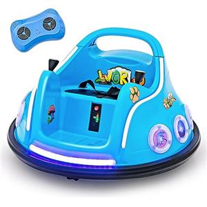 COSTWAY 12V Autoscontro Elettrico per Bambini, Macchina Elettrica per Bambini con Design Girevole a 360° Telecomando Luci Musica, Macchina Cavalcabile per Bambini 37-96 Mesi (Blu)