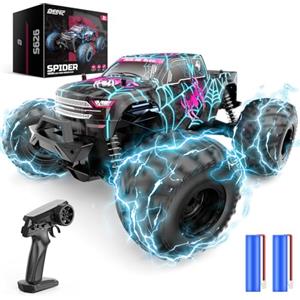 DEERC Auto telecomandata per ragazzi, Auto RC illuminate da 2,4 GHz con 2 batterie ricaricabili per 40 minuti di gioco, Monster Truck fuoristrada per ragazzi e bambini di 8 anni