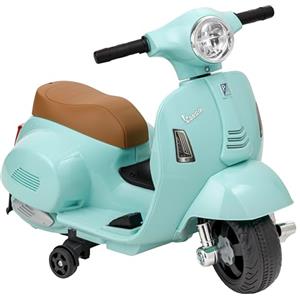 Baroni Toys Vespa Elettrica per Bambini Licenza Ufficiale, Moto Ride-On con Rotelle, Manubrio Sterzante, Fari e Clacson, Motore 6V, Velocità 3 km/h, da Interno ed Esterno, 61x31x32,5 cm, Verde Acqua