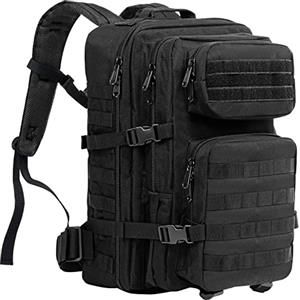 ProCase Zaino Tattico Militare 40 Litri, Zaino Trekking, Zaino da Viaggio Grande Capacità, 3 Giorni Zaino per Caccia, Trekking e Campeggio e Altre Attività All'aperto - Nero