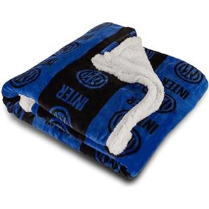 Inter F.C.Inter, Coperta Plaid Sherpa Agnellato, 130x160, Morbida Doppio Strato, Invernale, Letto Divano, Prodotto Ufficiale