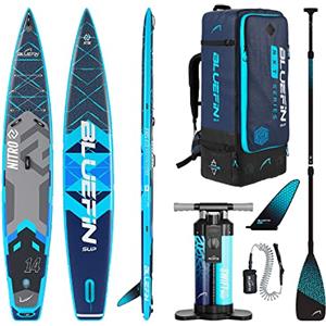 Bluefin SUP Nitro 14' Tavola Gonfiabile da Stand Up Paddle | Kit con pagaia in carbonio| Tavola da Stand Up Paddle | da Gara | Accessori inclusi | Facile da trasportare,Oceano