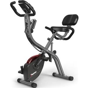 PASYOU Cyclette X-Bike, cyclette pieghevole da interno con 10 livelli e 7 altezze del sedile, cyclette a 10 livelli di resistenza magnetica, F-Bike per allenamento cardio da 265 libbre/120 kg per casa