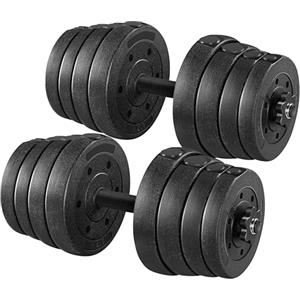 Yaheetech Set 2 Manubri Palestra Casa 16 Piastre Diversi Pesi Coppia Manubrio Regolabile 30 KG Nero