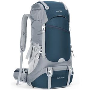 HOMIEE Zaino Trekking 50L Zaini da Escursionismo Zainetto Leggero Zaino Viaggi di Campeggio Montagna con Parapioggia Zaino per Alpinismo Impermeabile, Blu Grigio