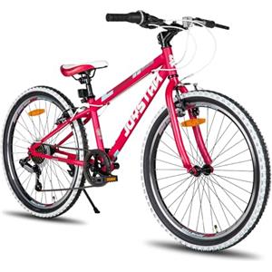 JOYSTAR Lubbock 24 pollici per bambini e bambine dai 9 ai 13 anni Hardtail mountain bike per bambini con 7 marce, rosso