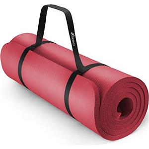 TRESKO® Tappetino per yoga pilates tappeto ginnastica fitness aerobica 6 colori diversi | Dimensioni 185cm x 60cm in 2 spessori | isola il freddo | schiuma NBR | Rosso 185 x 60 x 1,5 cm