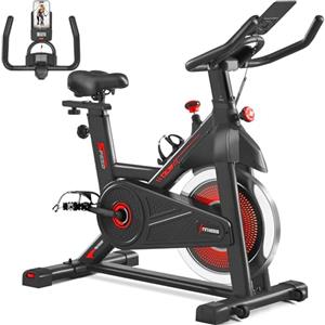 Yaheetech Cyclette Magnetica per Bici a Casa con Display RPM e Supporto per iPad Bici da Fitness con Trasmissione a Cinghia Bicicletta Cyclette Indoor con Volano 6KG Sella Personalizzabile