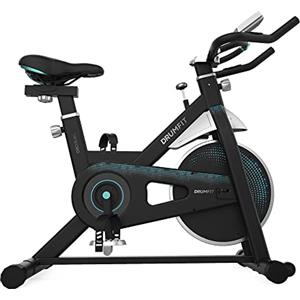 Cecotec Bicicletta Indoor DrumFit Indoor 13000 Delfi Volante d'inerzia 13 Kg, Resistenza Manuale, Manubrio e Sella Sport, Schermo LCD, Sensore di Frequenza Cardiaca e Calapies