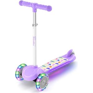 BremToy Monopattino Bambini 3 Anni, Monopattino per Bambini con Ponte Illuminato e Ruote in PU a LED, Altezza Regolabile su 4 Livelli, Frenata Reattiva, Leggero, per Principianti da 3 a 8 Anni