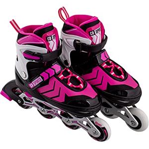 Calma Dragon Inline Skates, taglia regolabile, pattini professionali per adulti e bambini, con protezione inclusa, 4 ruote, pattini, con ABEC-7, rulli per donne e uomini (Rosa, L)