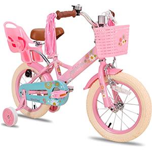 JOYSTAR Little Daisy 16 pollici bicicletta per bambini per 4 5 7 anni ragazze, bicicletta per bambini con cestino e seggiolino e ruote di formazione,bianco.