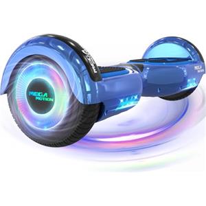 MEGA MOTION Hoverboard, 6,5 pollici con altoparlante Bluetooth e luci LED sulle ruote, adatto a bambini e adolescenti (Nero)