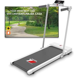 YM Tapis Roulant Elettrico Pieghevole, Tappeto Corsa MAXI (42 cm), MARCHIO ITALIANO, Telaio rinforzato, APP Kinomap Zwift Bitgym, Salvaspazio, 12 Programmi, Mod. NEXT 1000 Your Move ASSISTENZA ITALIA