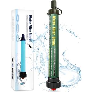 TEUEN DeFe Personal Filtro Acqua Mini Portatile Purificatore Acqua Filtri 2000 L capacità Outdoor Sopravvivenza di Emergenza Paglia per Sport Esterni Campeggio Trekking (Verde)