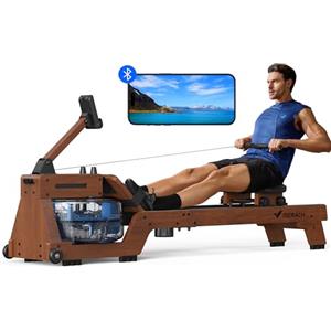 MERACH Vogatore Professionale per Casa, Vogatore ad Acqua, Realizzato in Legno Massello di Alta Qualità, Monitor Bluetooth Professionale con Porta Tablet, Sedia Ergonomica, Capacità di Carico 150 kg