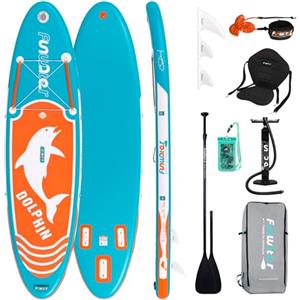 FunWater Tavola da paddle stand up gonfiabile board, accessori completi, paddle board regolabile, pompa, zaino da viaggio, borsa impermeabile telefono, pinna, seduta kayak, tavola da surf paddling