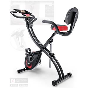 Sportstech 3in1 Premium Cyclette con eventi video e app multiplayer | Bicicletta pieghevole con sedile confortevole e sensori di pulsazioni | Corde elastiche fitness | Bicicletta da casa X150