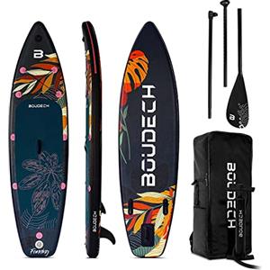 BOUDECH Stand Up Paddle Board Flatwater/Touring - Tavola da SUP gonfiabile 300X75X15 cm con pagaia regolabile, cavigliera, gonfiatore, kit riparazione e borsa da trasporto. Peso Max 140kg