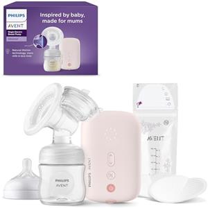 Philips Avent Single Electric Breast Pump, qualità ospedaliera, estrazione allo stesso ritmo del tuo bambino, biberon da 125 ml e coppetta assorbilatte inclusi, modello SCF395/31