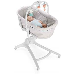 Chicco Baby Hug 4 in 1 Sdraietta Neonati Rialzata 0 Mesi ; Culla Neonato, Seggiolone Pappa e Sedia da Tavolo, con Barra Gioco, Schienale Reclinabile, Altezza Regolabile e 4 Ruote - Beige - 15kg