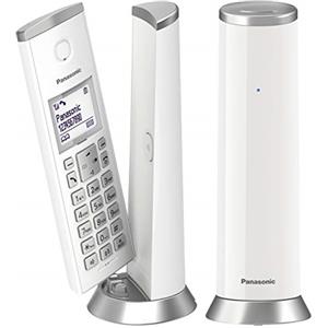 Panasonic Telefono DECT cordless KX-TGK212JTW con retroilluminazione LCD da 1,5 pollici, suonerie bianche, chiamate indesiderate, Eco ed Eco Plus, bianco