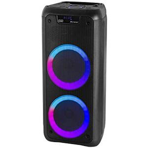 Trevi XFest XF 600 KB Altoparlante Amplificato Portatile 80W, Cassa Wireless Portatile con Microfono Dinamico Incluso per Karaoke, Presa USB, Micro SD, AUX-IN, Batteria Integrata, Display LED Blu