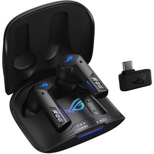 ASUS ROG Cetra True Wireless Speednova Cuffie Gaming Senza Fili, Tecnologia Wireless ROG SpeedNova, Audio 24 bit 96 kHz, Microfoni IA a Conduzione Ossea, ANC, Fino a 46 Ore di Autonomia, Nero