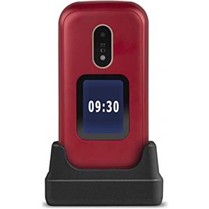 Doro 6060 2G Telefono Cellulare Anziani Dual SIM - Conchiglia - Sportellino - Mini Telefono - Telefonino per Anziani - Tasti Grandi - Schermo Esterno - Fotocamera - Tasto SOS - Base Ricarica (Rosso)