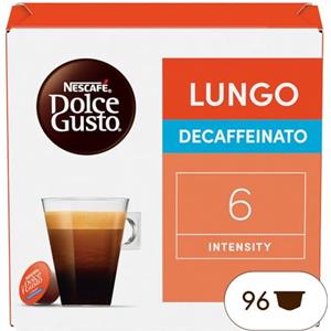 NESCAFÉ DOLCE GUSTO NESCAFÉ DOLCE GUSTO Lungo Decaffeinato Caffè, 6 Confezioni da 16 Capsule (96 Capsule Compatibili Nescafé Dolce Gusto)